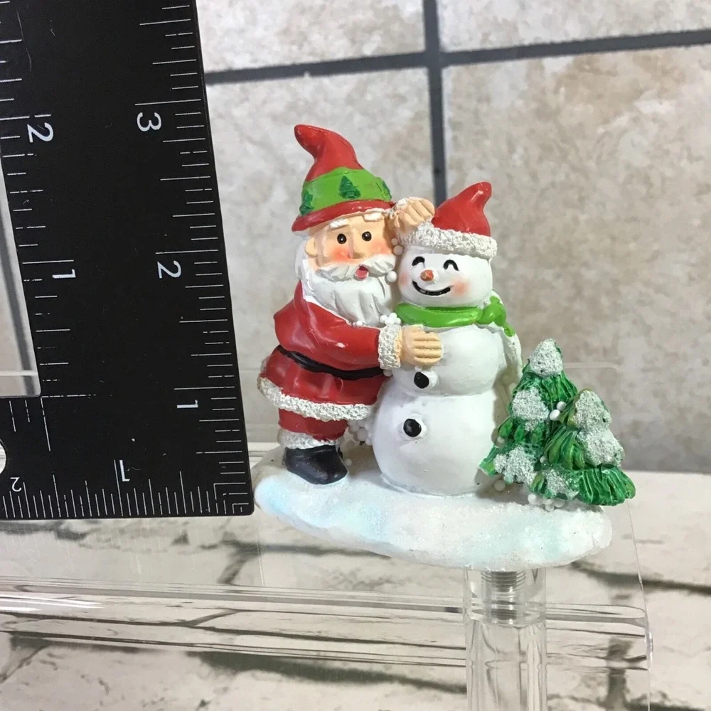 Christmas Figurine Santa Claus Building Happy Snowman 3